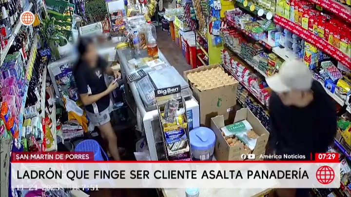 Delincuente que finge ser cliente asalta panadería en San Martín de Porres