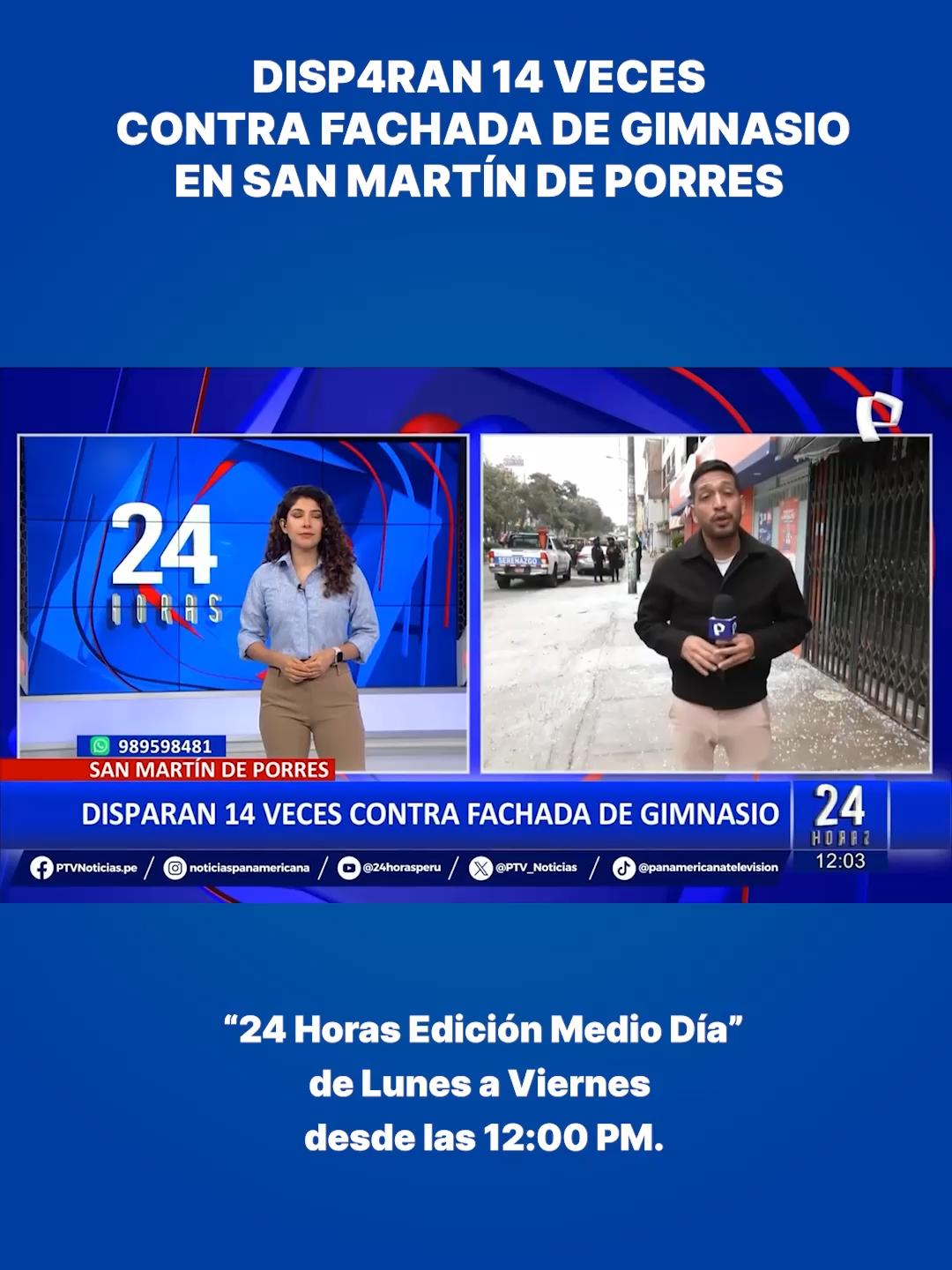 SMP: Fachada de gimnasio fue atac4da a bal4zos con 14 disp4ros Sic4rios atac4ron la fachada de un gimnasio en San Martín de Porres (SMP), dispar4ndo al menos 14 veces. #SMP #Inseguridad #PanamericanaTV